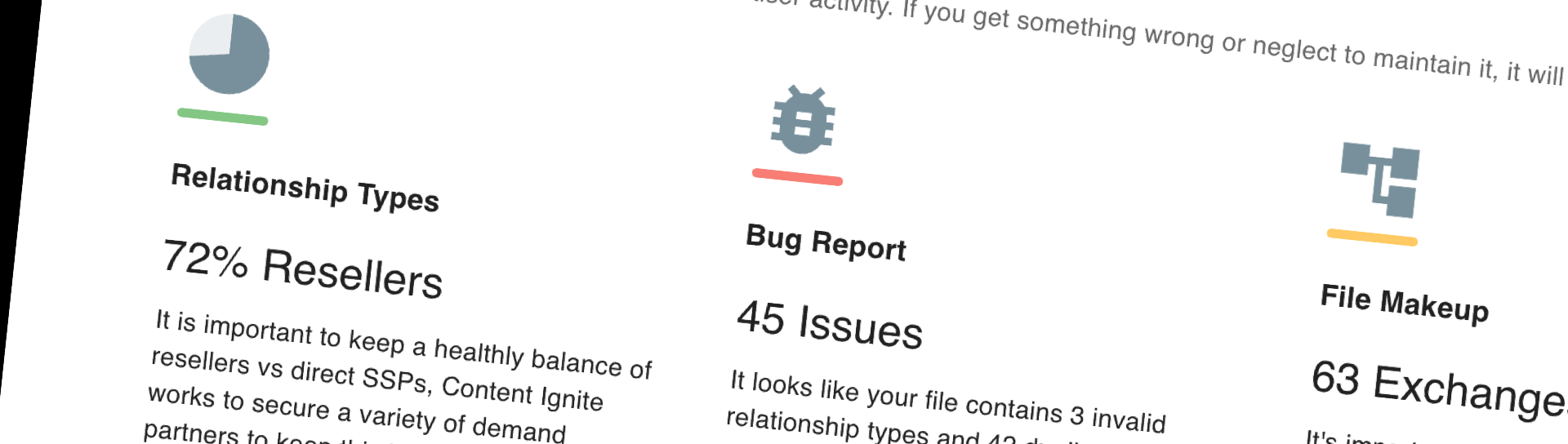 Shows a snapshot of ads.txt issues highlighted by the health check report
