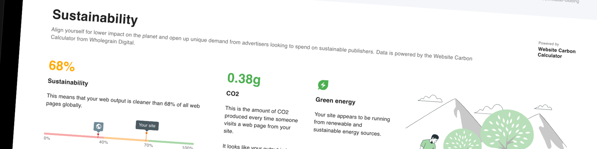 Shows a snapshot of sustainability factors highlighted by the health check report